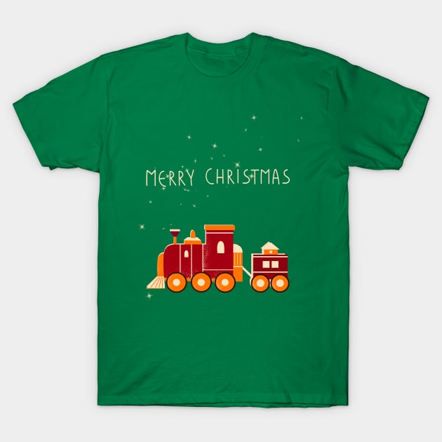 Christmas Train T-Shirt by Hispaniola-Fineart